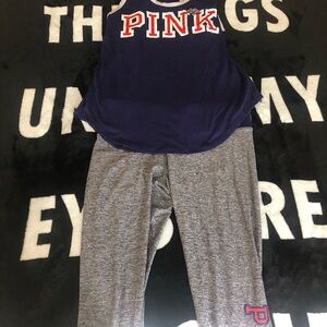 Navy and Gray PINK Tank and Leggings Set
